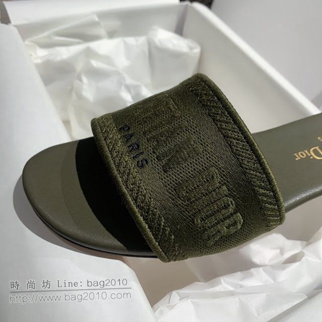 DIOR女鞋 迪奧2021專櫃新款磨砂新大底涼拖 Dior一字型刺繡平拖  naq1494
